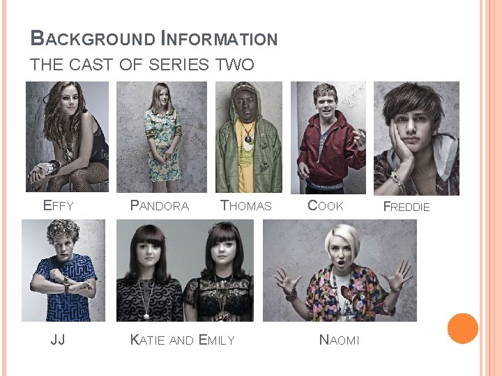 BACKGROUND INFORMATION THE CAST OF SERIES TWO EFFY JJ PANDORA THOMAS KATIE AND EMILY