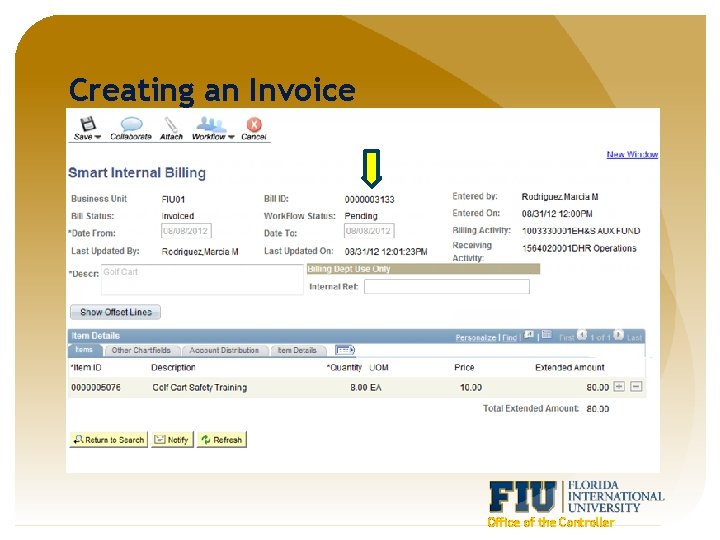 Creating an Invoice Office of the Controller 