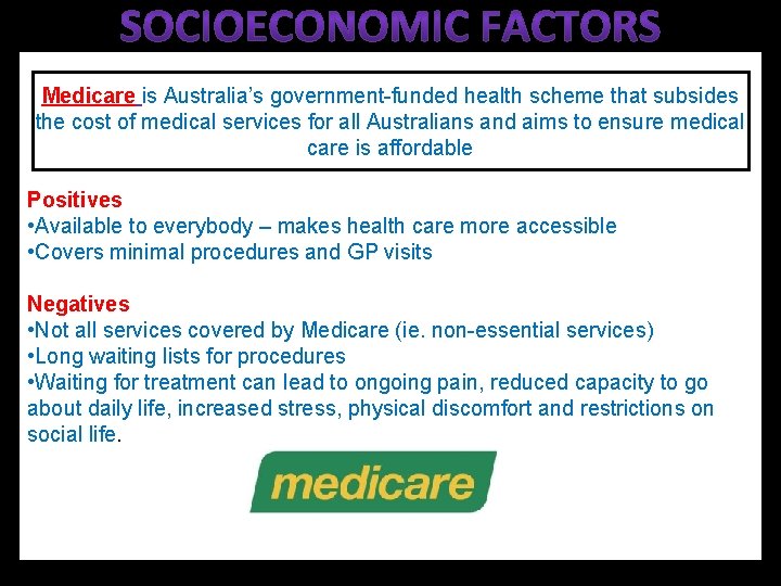 Medicare is Australia’s government-funded health scheme that subsides the cost of medical services for