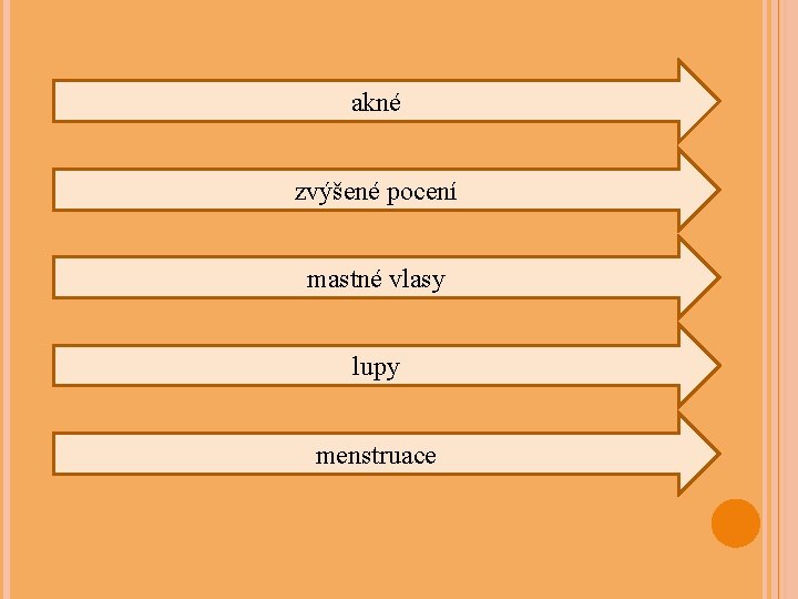 akné zvýšené pocení mastné vlasy lupy menstruace 