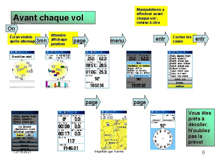 Manipulations a effectuer avant chaque vol : remise à zéro Avant chaque vol On