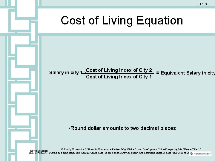 1. 1. 3. G 1 Cost of Living Equation Cost of Living Index of
