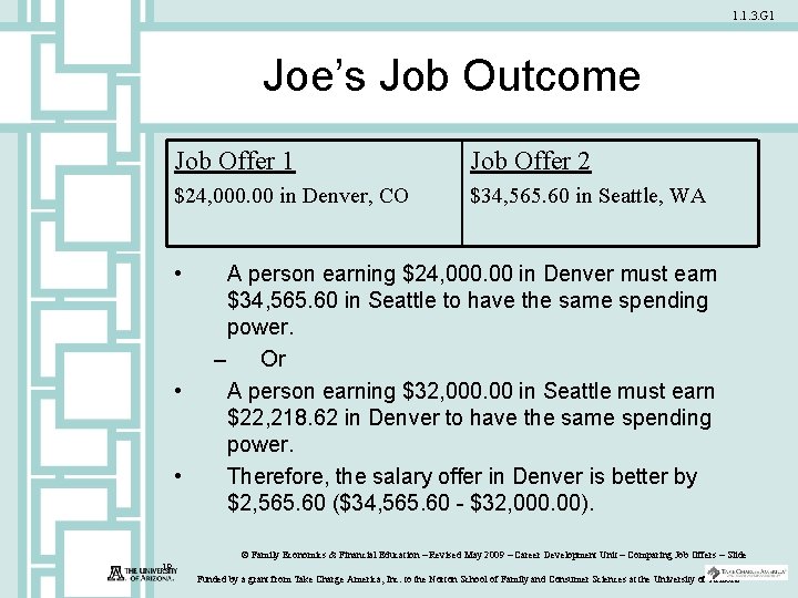 1. 1. 3. G 1 Joe’s Job Outcome Job Offer 1 Job Offer 2