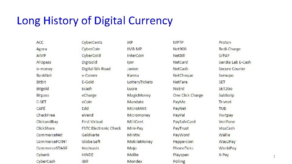 Long History of Digital Currency Campbell R. Harvey 2017 2 