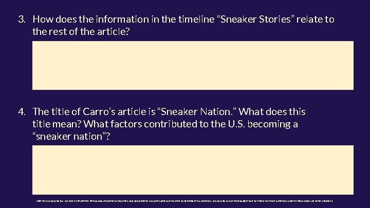 3. How does the information in the timeline “Sneaker Stories” relate to the rest