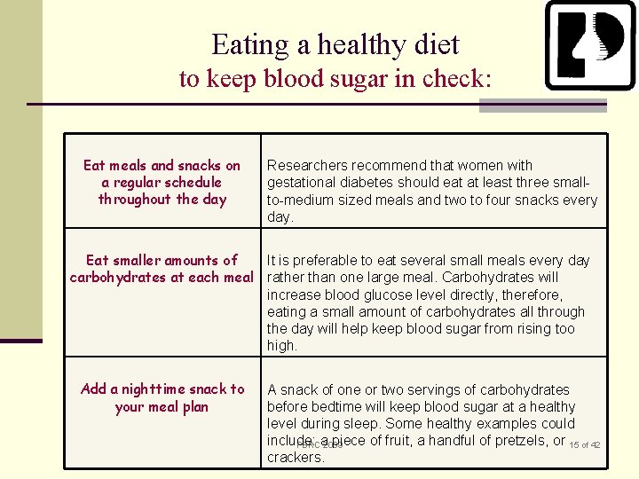 Eating a healthy diet to keep blood sugar in check: Eat meals and snacks