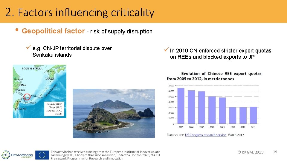 2. Factors influencing criticality • Geopolitical factor - risk of supply disruption ü e.