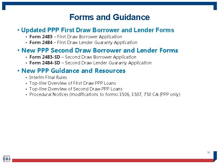 Forms and Guidance • Updated PPP First Draw Borrower and Lender Forms • Form