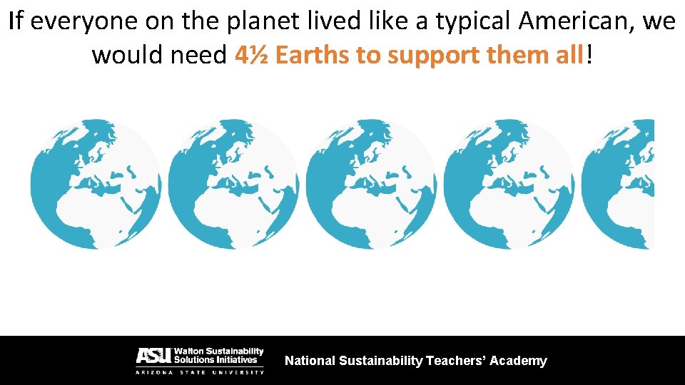 If everyone on the planet lived like a typical American, we would need 4½