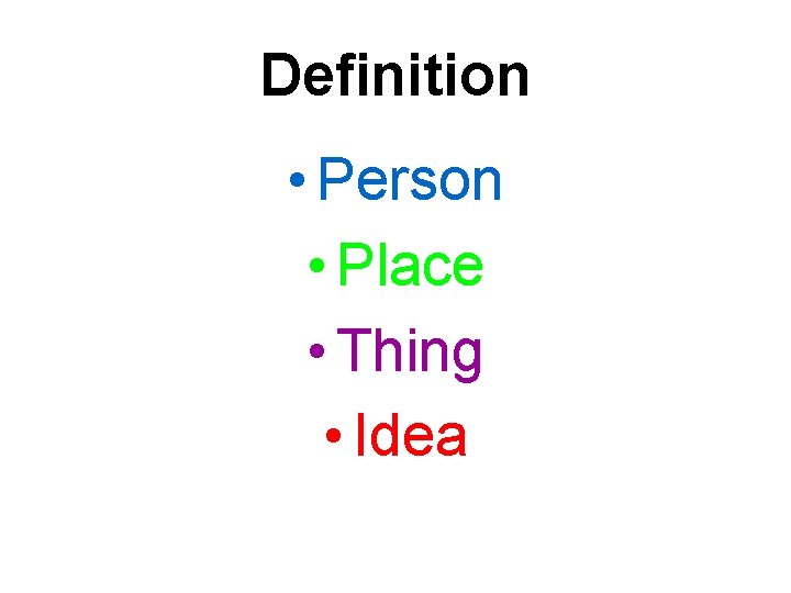 Definition • Person • Place • Thing • Idea 