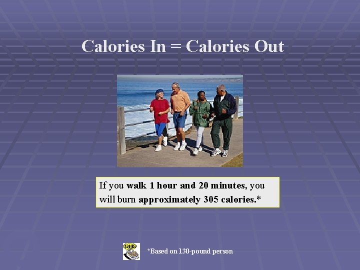 Calories In = Calories Out If you walk 1 hour and 20 minutes, you