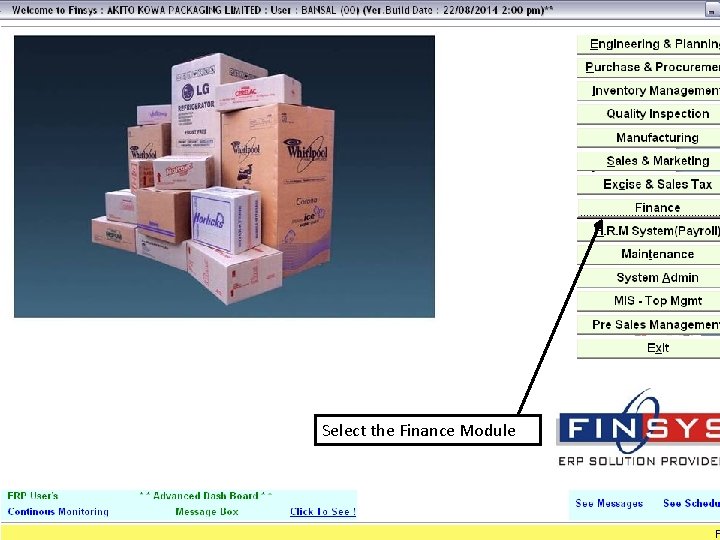 Select the Finance Module 