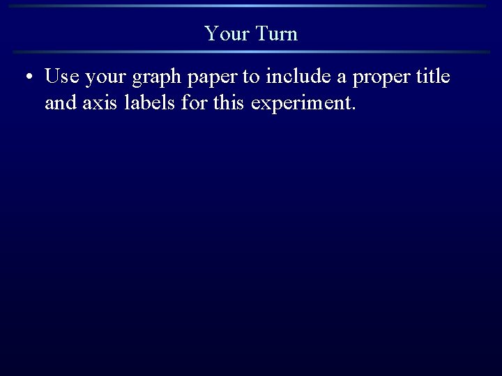 Your Turn • Use your graph paper to include a proper title and axis