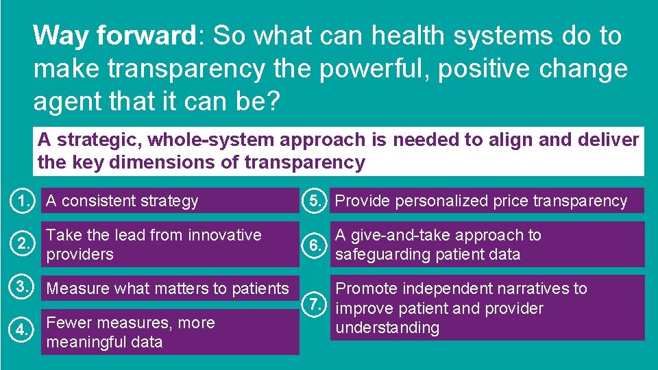 Way forward: So what can health systems do to make transparency the powerful, positive