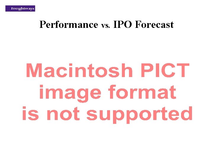 Performance vs. IPO Forecast 