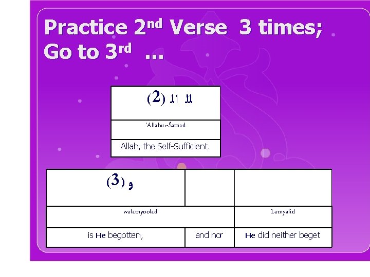 Practice 2 nd Verse 3 times; Go to 3 rd … (2) ﻟﻠ ﺍﻟ