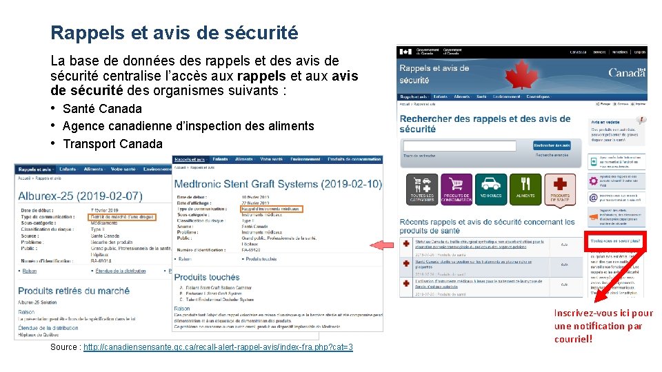 Rappels et avis de sécurité La base de données des rappels et des avis