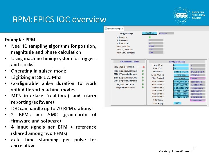 BPM: EPICS IOC overview Example: BPM • Near IQ sampling algorithm for position, magnitude