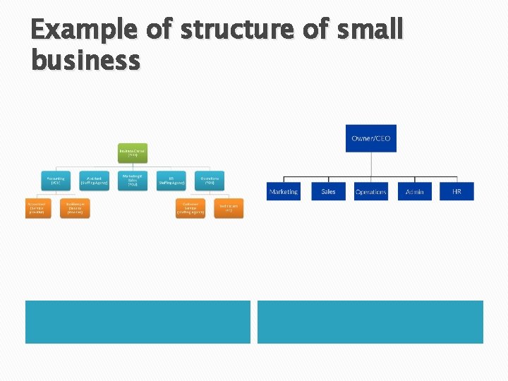 Example of structure of small business Example of structure of small business