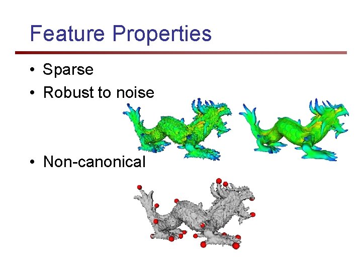 Feature Properties • Sparse • Robust to noise • Non-canonical 