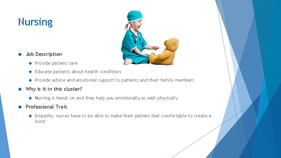 Nursing Job Description Provide patient care Educate patients about health conditions Provide advice and