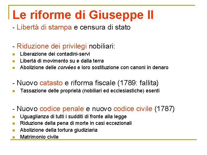 Le riforme di Giuseppe II - Libertà di stampa e censura di stato -