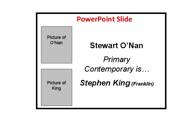 Power. Point Slide Picture of O’Nan Stewart O’Nan Primary Contemporary is… Picture of King