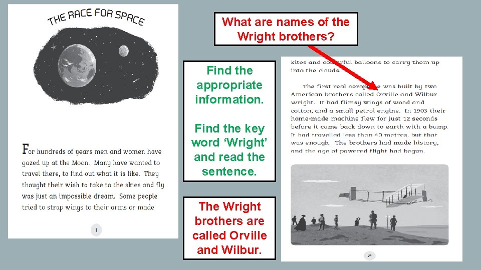 What are names of the Wright brothers? Find the appropriate information. Find the key