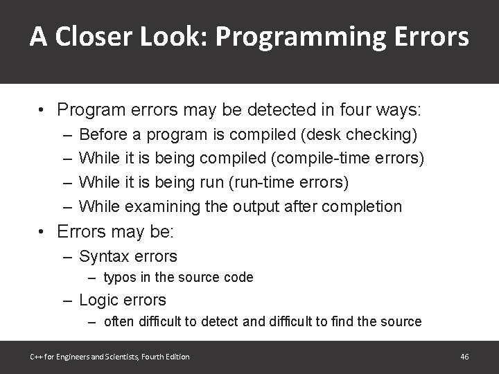 A Closer Look: Programming Errors • Program errors may be detected in four ways: A Closer Look: Programming Errors • Program errors may be detected in four ways: