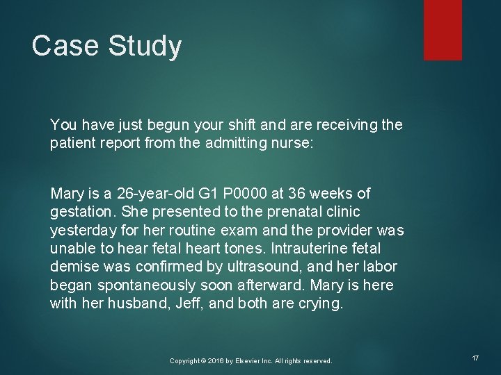 Case Study You have just begun your shift and are receiving the patient report
