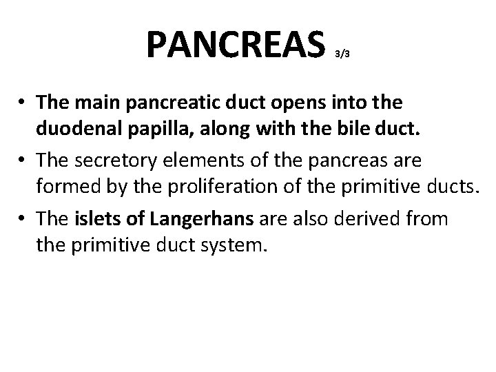 PANCREAS 3/3 • The main pancreatic duct opens into the duodenal papilla, along with