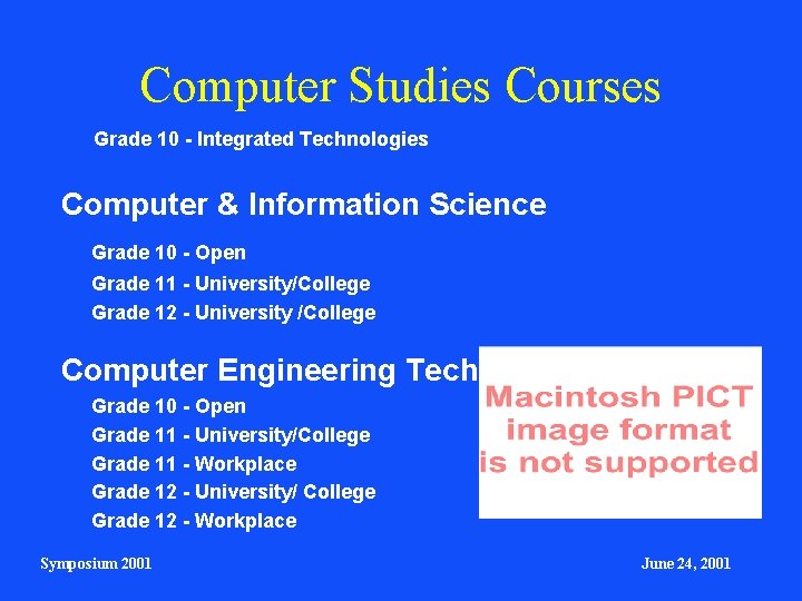 Computer Studies Courses Grade 10 - Integrated Technologies Computer & Information Science Grade 10