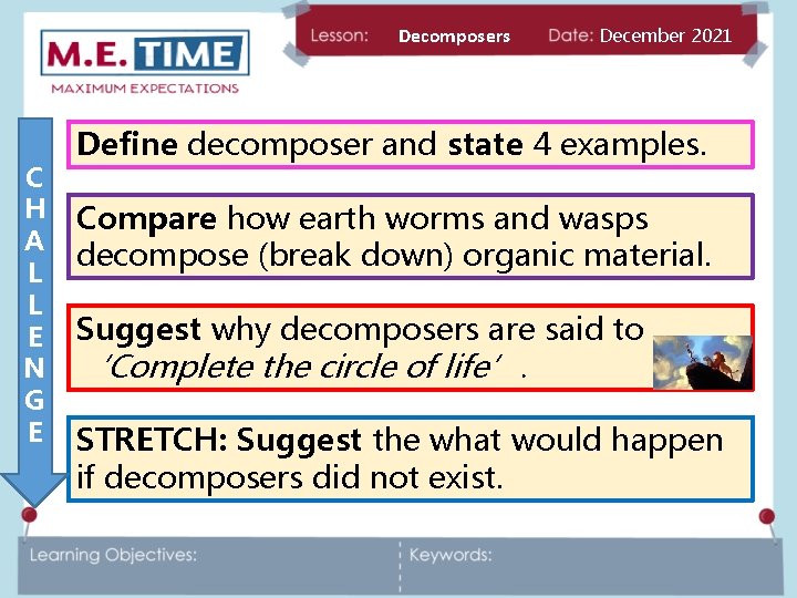 Decomposers C H A L L E N G E December 2021 Define decomposer