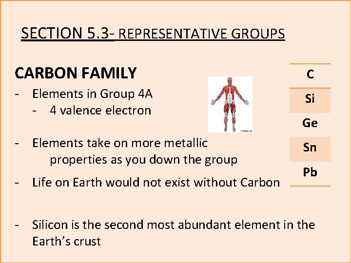 SECTION 5. 3 - REPRESENTATIVE GROUPS CARBON FAMILY C - Elements in Group 4