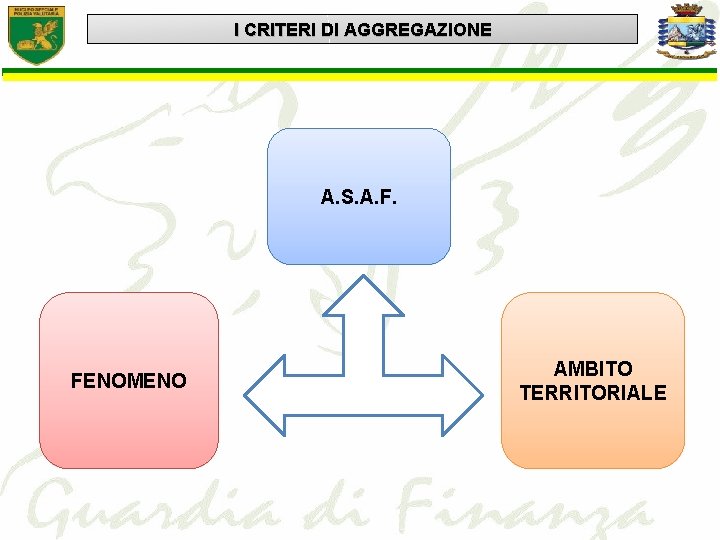 I CRITERI DI AGGREGAZIONE A. S. A. F. FENOMENO AMBITO TERRITORIALE 