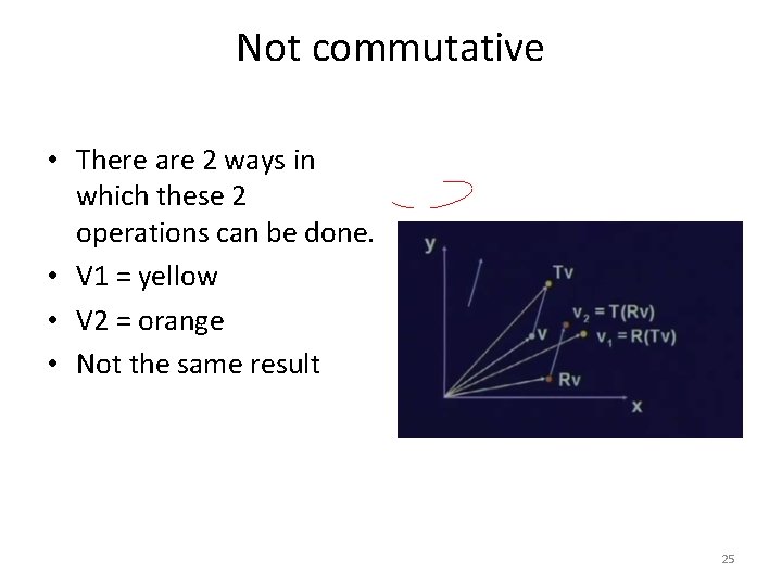 Not commutative • There are 2 ways in which these 2 operations can be