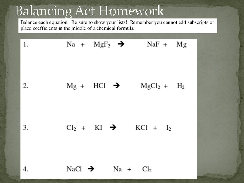 Balancing Act Homework 