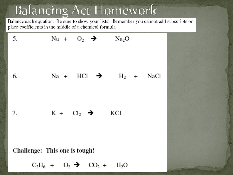 Balancing Act Homework 