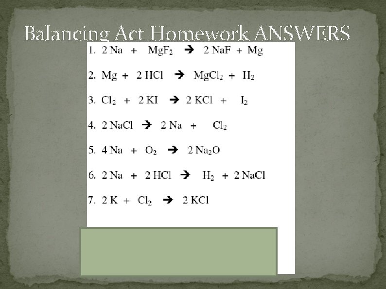 Balancing Act Homework ANSWERS 