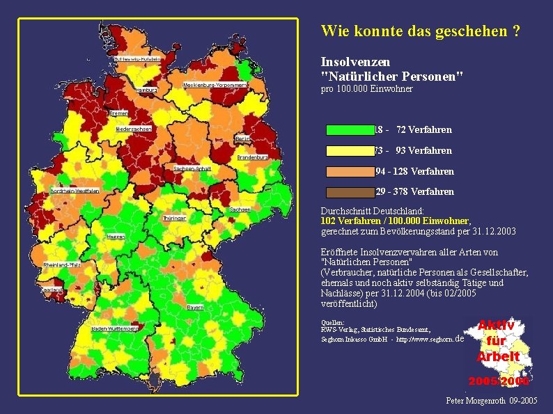 Wie konnte das geschehen ? Insolvenzen "Natürlicher Personen" pro 100. 000 Einwohner 18 -