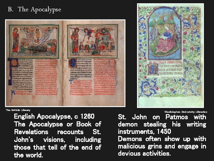 B. The Apocalypse The British Library English Apocalypse, c 1260 The Apocalypse or Book