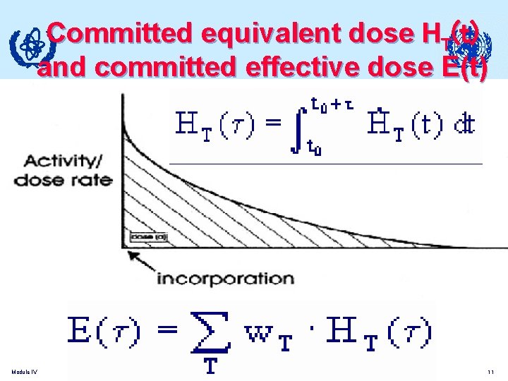 Committed equivalent dose HT(t) and committed effective dose E(t) Module IV 11 