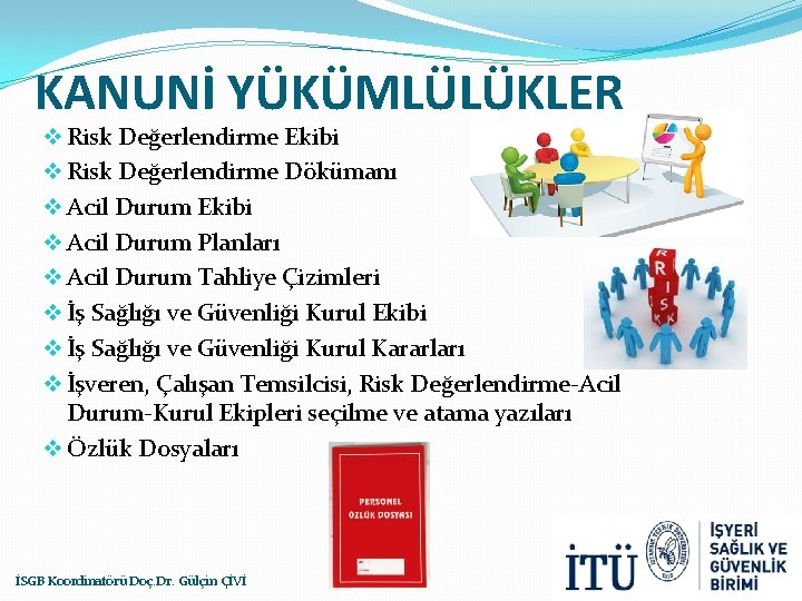 KANUNİ YÜKÜMLÜLÜKLER v Risk Değerlendirme Ekibi v Risk Değerlendirme Dökümanı v Acil Durum Ekibi