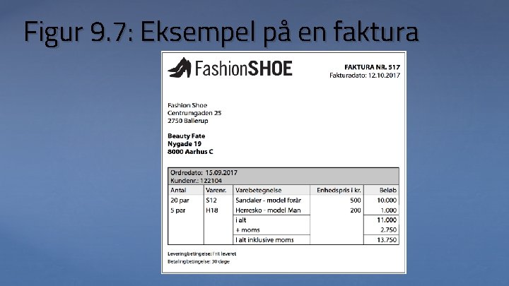 Figur 9. 7: Eksempel på en faktura 