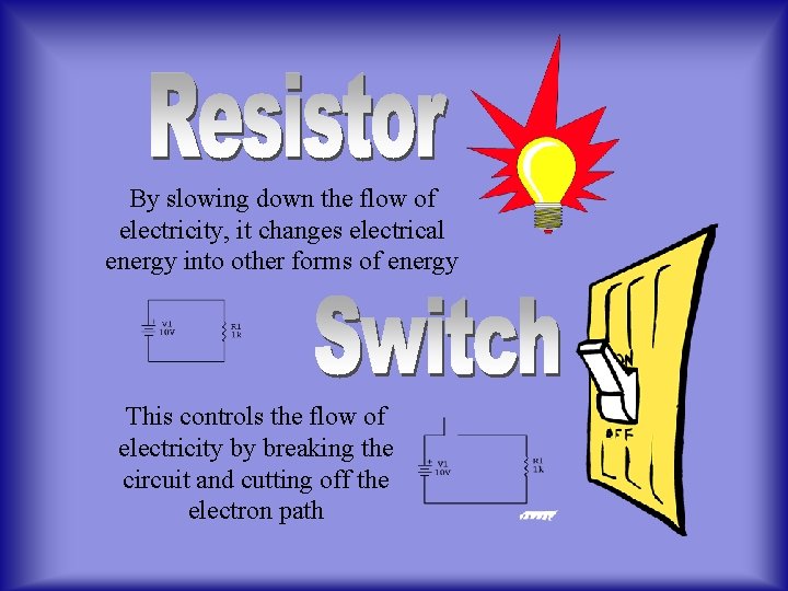 By slowing down the flow of electricity, it changes electrical energy into other forms