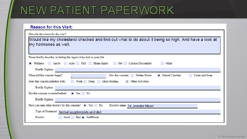 NEW PATIENT PAPERWORK © The Wellness Way 2017 