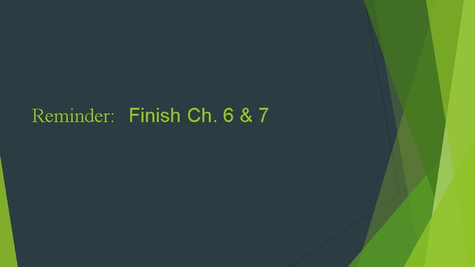 Reminder: Finish Ch. 6 & 7 