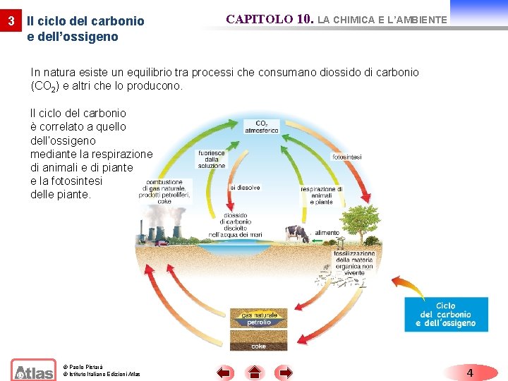 3 Il ciclo del carbonio e dell’ossigeno CAPITOLO 10. LA CHIMICA E L’AMBIENTE In