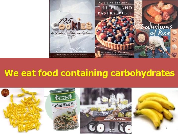 We eat food containing carbohydrates 7 