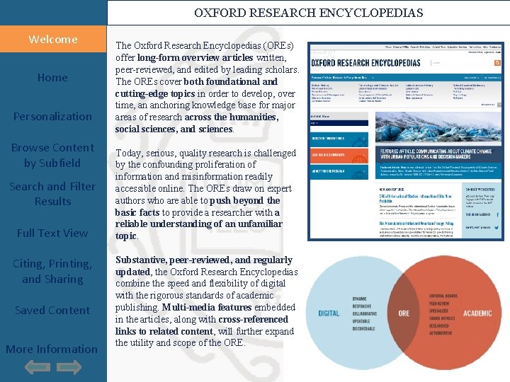 OXFORD RESEARCH ENCYCLOPEDIAS Welcome Home Personalization Browse Content by Subfield Search and Filter Results